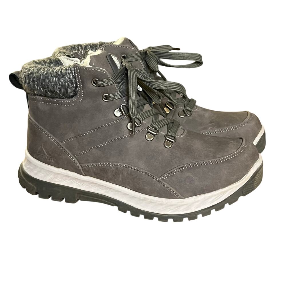 Absolute Women’s Gray Winter Hiking Boots Size 8 Faux Fur Lined Waterproof